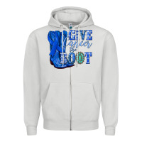 Dove Grey give cancer the boot colon cancer blue ribbon nca Zipper Hoodie - NancyCooperArtShop