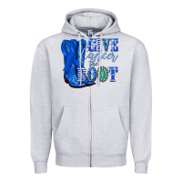 Heather Grey give cancer the boot colon cancer blue ribbon nca Zipper Hoodie - NancyCooperArtShop