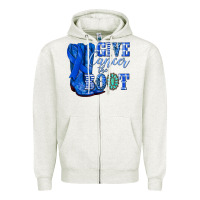 Oatmeal Heather give cancer the boot colon cancer blue ribbon nca Zipper Hoodie - NancyCooperArtShop