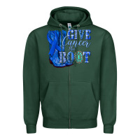 Sports Green give cancer the boot colon cancer blue ribbon nca Zipper Hoodie - NancyCooperArtShop