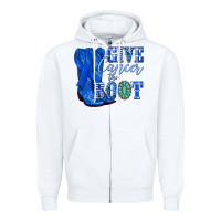 White give cancer the boot colon cancer blue ribbon nca Zipper Hoodie - NancyCooperArtShop