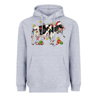 Heather Grey christmas holstein cow Heavyweight Hoodie - CowGirlArtShop