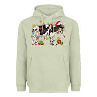 Matcha christmas holstein cow Heavyweight Hoodie - CowGirlArtShop