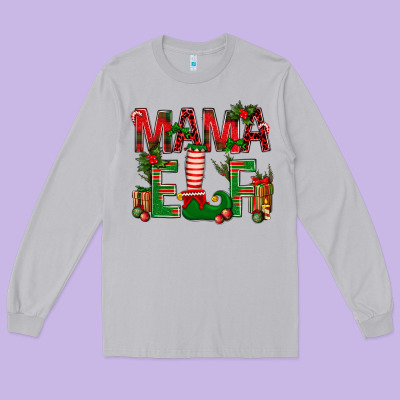 Christmas Mama Elf Long Sleeve Tee Designed By Bundleandbundleshop