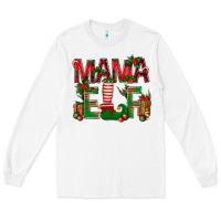 White Christmas Mama Elf Long Sleeve Tee - BundleAndBundleShop