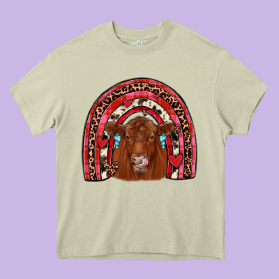 Valentines Red Angus Rainbow Heavy Core Tee Designed By Jahusdesignshop