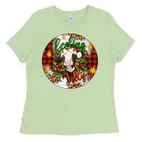 Matcha Christmas feeling jolly cow ornament Ladies Tee - Artiststas