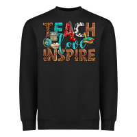 Black Teach Love Inspire With Leopard Heavyweight Sweatshirt - BundleAndBundleShop