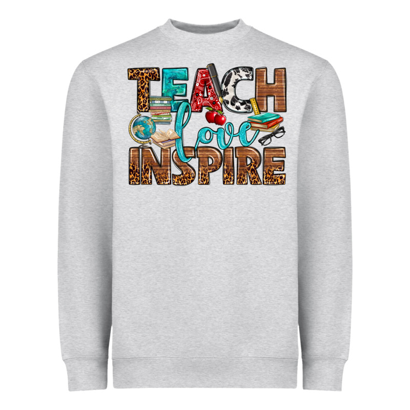 Teach Love Inspire With Leopard Heavyweight Sweatshirt by BundleAndBundleShop | Teevron