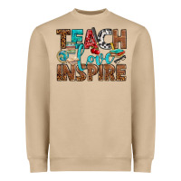 Mushroom Teach Love Inspire With Leopard Heavyweight Sweatshirt - BundleAndBundleShop