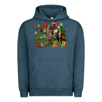 Pigment Midnight Navy Fa La La Trex Christmas Urban Hoodie - FaDigitalArtStudio