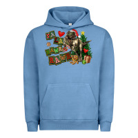 Pigment Pebble Blue Fa La La Trex Christmas Urban Hoodie - FaDigitalArtStudio