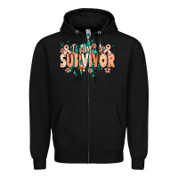 Black I am a survivor peach ribbon Zipper Hoodie - NancyCooperArtShop