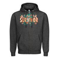 Charcoal Heather I am a survivor peach ribbon Zipper Hoodie - NancyCooperArtShop