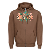 Chestnut I am a survivor peach ribbon Zipper Hoodie - NancyCooperArtShop
