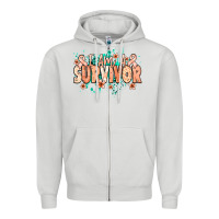 Dove Grey I am a survivor peach ribbon Zipper Hoodie - NancyCooperArtShop