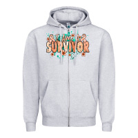 Heather Grey I am a survivor peach ribbon Zipper Hoodie - NancyCooperArtShop