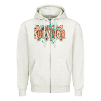 Oatmeal Heather I am a survivor peach ribbon Zipper Hoodie - NancyCooperArtShop