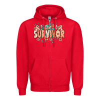 Red I am a survivor peach ribbon Zipper Hoodie - NancyCooperArtShop