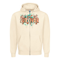 Sandshell I am a survivor peach ribbon Zipper Hoodie - NancyCooperArtShop