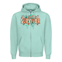 Seafoam I am a survivor peach ribbon Zipper Hoodie - NancyCooperArtShop