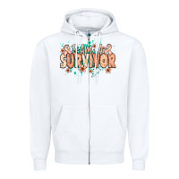 White I am a survivor peach ribbon Zipper Hoodie - NancyCooperArtShop