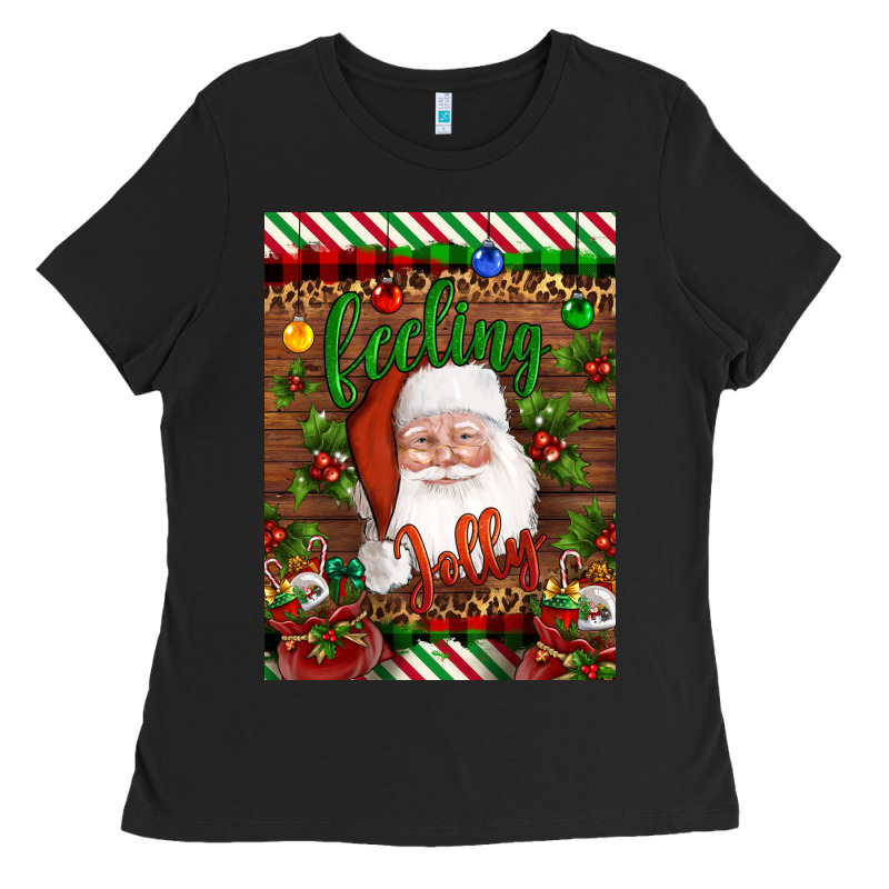Christmas Feeling Jolly Santa Ladies Tee by Artiststas | Teevron