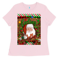Bubblegum Pink Christmas Feeling Jolly Santa Ladies Tee - Artiststas