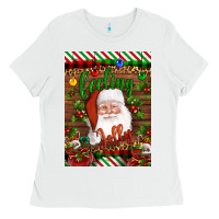 White Christmas Feeling Jolly Santa Ladies Tee - Artiststas
