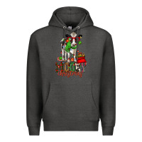 Charcoal Heather mooey christmas holstein cow Premium Hoodie - CowGirlArtShop