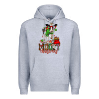 Heather Grey mooey christmas holstein cow Premium Hoodie - CowGirlArtShop