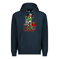 Navy mooey christmas holstein cow Premium Hoodie - CowGirlArtShop