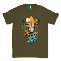 Army Green free spirit bull skull Classic Tee - MaliasSmallBusiness
