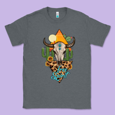 Free Spirit Bull Skull Classic Tee Designed By Maliassmallbusiness