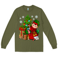 Army Green Santa's Elf Christmas Long Sleeve Tee - BundleAndBundleShop