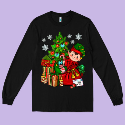 Santa's Elf Christmas Long Sleeve Tee Designed By Bundleandbundleshop