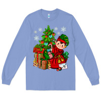 Colony Blue Santa's Elf Christmas Long Sleeve Tee - BundleAndBundleShop