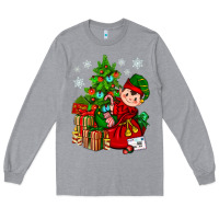 Heather Grey Santa's Elf Christmas Long Sleeve Tee - BundleAndBundleShop