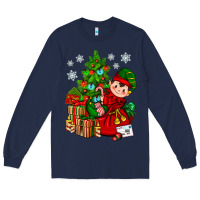 Navy Santa's Elf Christmas Long Sleeve Tee - BundleAndBundleShop