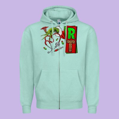 Christmas Character Nurse Zipper Hoodie Designed By Nancycooperartshop
