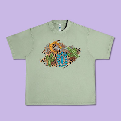 Horseshoe Leopard Gemstone Cactus Patch Urban Heavy Tee Designed By Adodesignshop