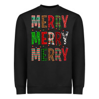 Black Merry Merry Merry Christmas Heavyweight Sweatshirt - BundleAndBundleShop