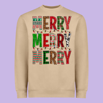 Merry Merry Merry Christmas Heavyweight Sweatshirt Designed By Bundleandbundleshop