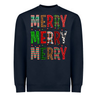 Navy Merry Merry Merry Christmas Heavyweight Sweatshirt - BundleAndBundleShop