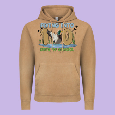 Flying Into 100 Days Of School Vintage Hoodie Designed By Maliassmallbusiness