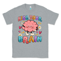 Heather Grey kiss your brain Classic Tee - MaliasSmallBusiness