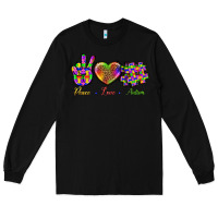 Black Peace Love Autism Long Sleeve Tee - BundleAndBundleShop
