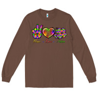 Chestnut Peace Love Autism Long Sleeve Tee - BundleAndBundleShop