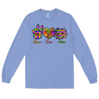 Colony Blue Peace Love Autism Long Sleeve Tee - BundleAndBundleShop
