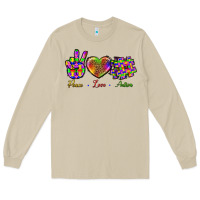 Mushroom Peace Love Autism Long Sleeve Tee - BundleAndBundleShop